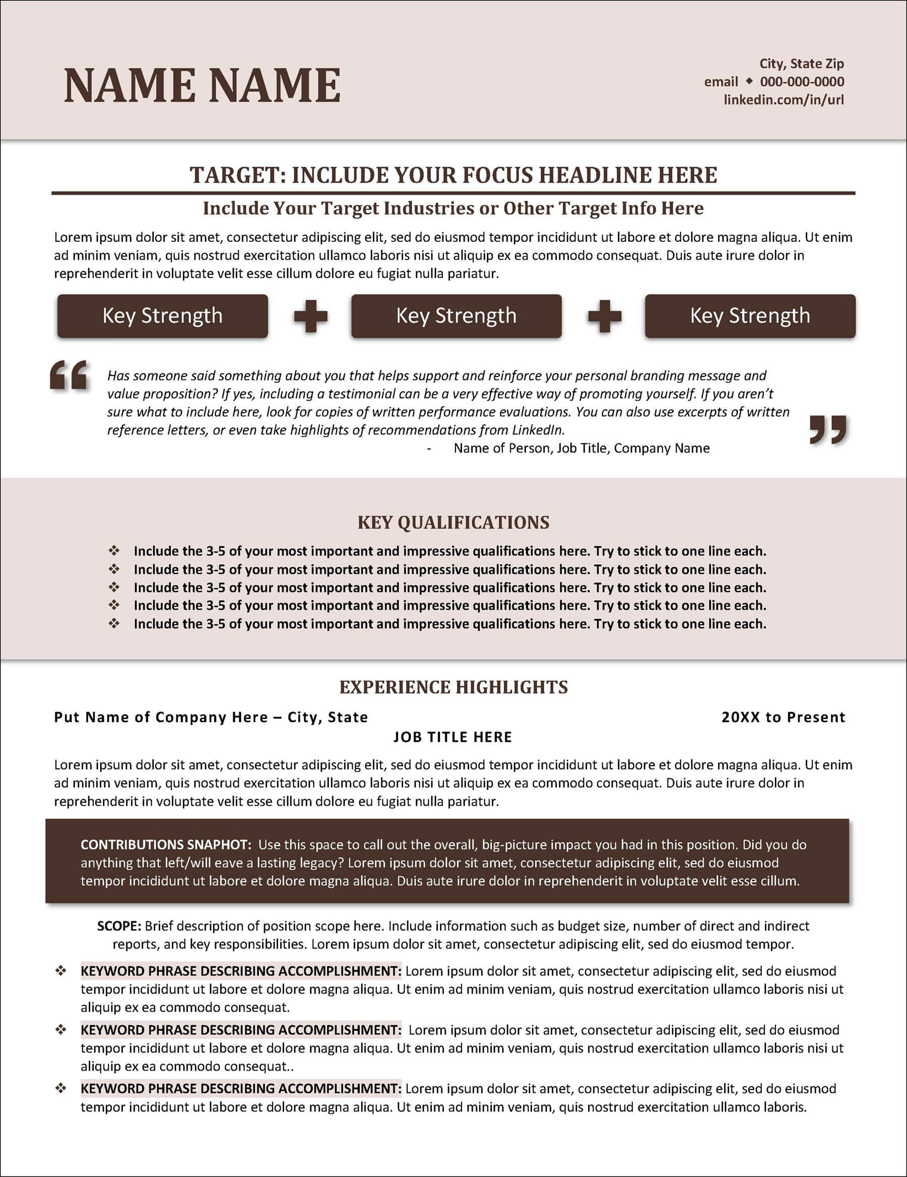 Good Resume Template Page 1