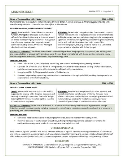 Include Accomplishments on Your - Example Resume With Accomplishment Stories Page 2 400x518