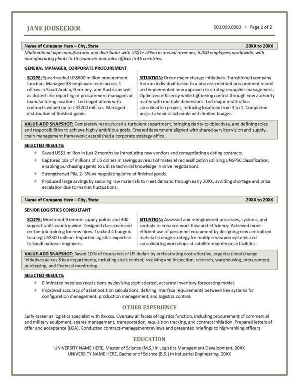 Include Accomplishments on Your - Example Resume With Accomplishment Stories Page 2 600x776 