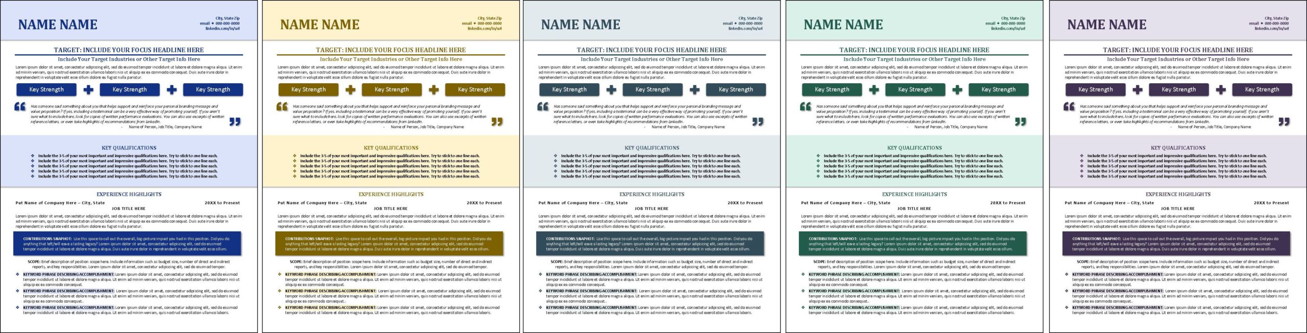 Good Resume Template Color Options