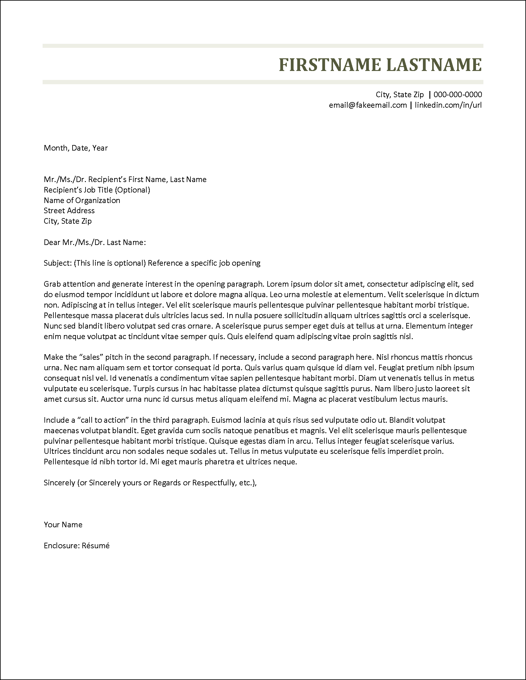 Elegant Cover Letter Template