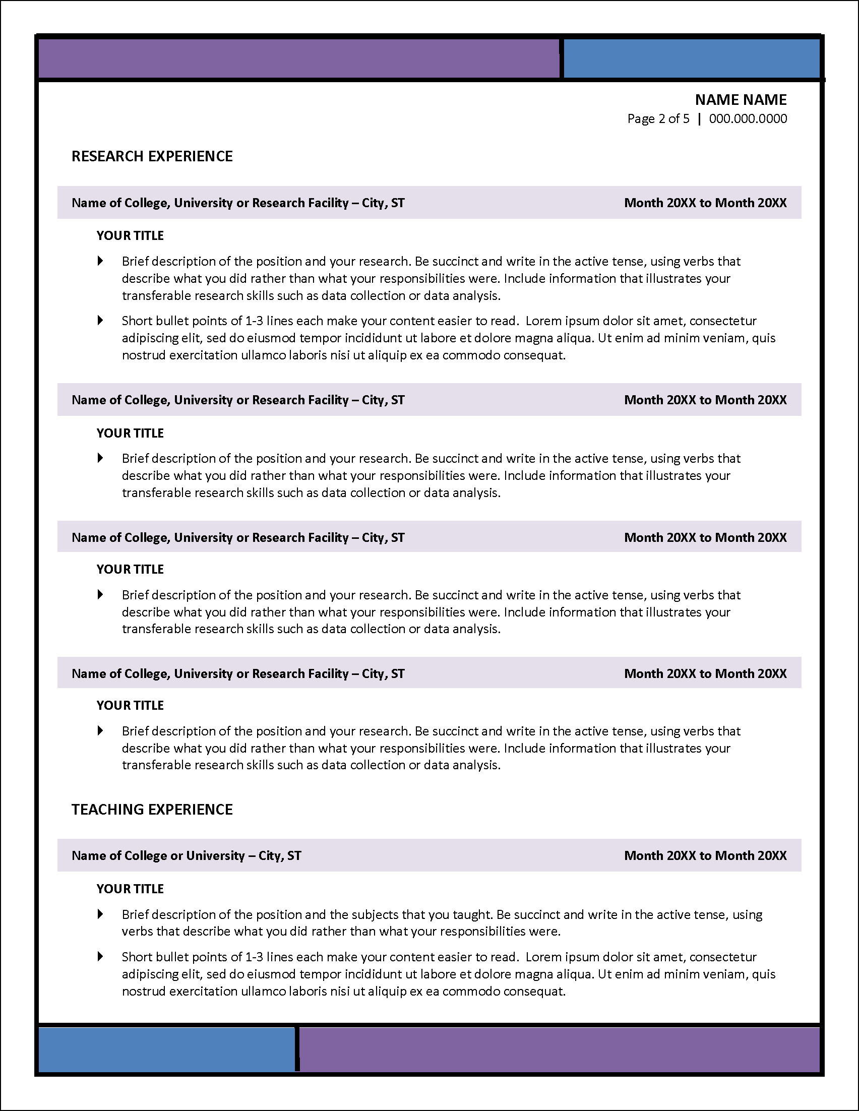 Contemporary CV Page 2