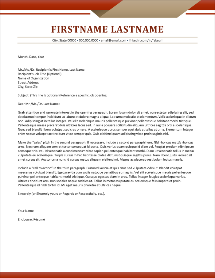 Businesswise Cover Letter Template
