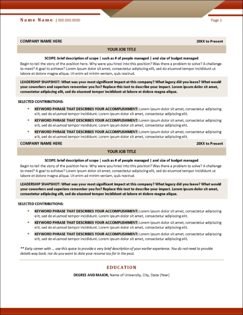 Businesswise Executive Resume Page 2