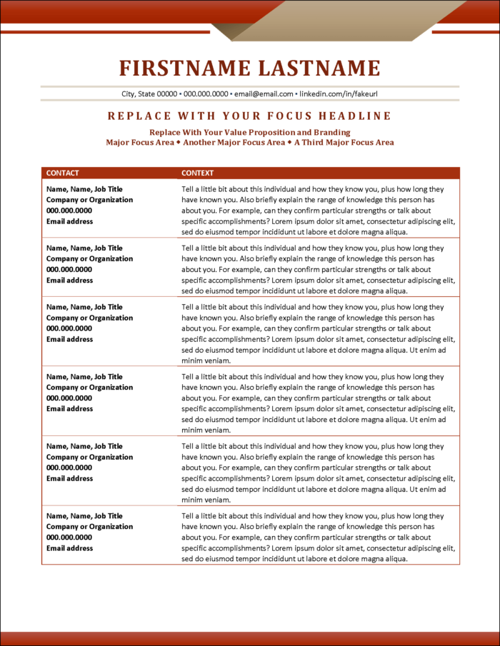 Businesswise Executive References Template