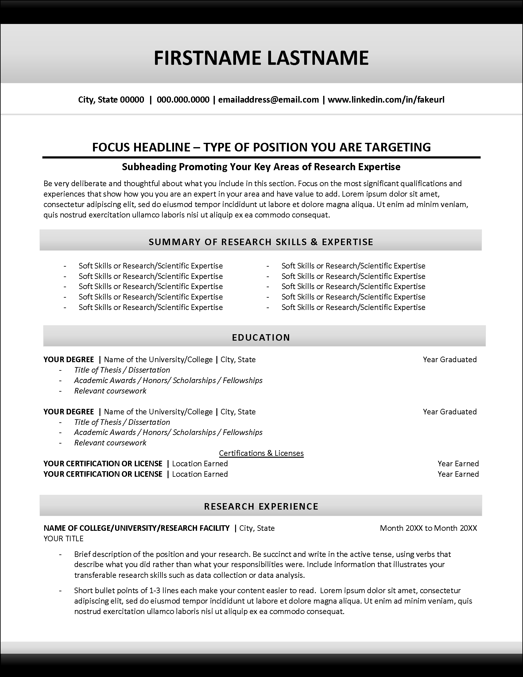 Conservative CV Template Page 1