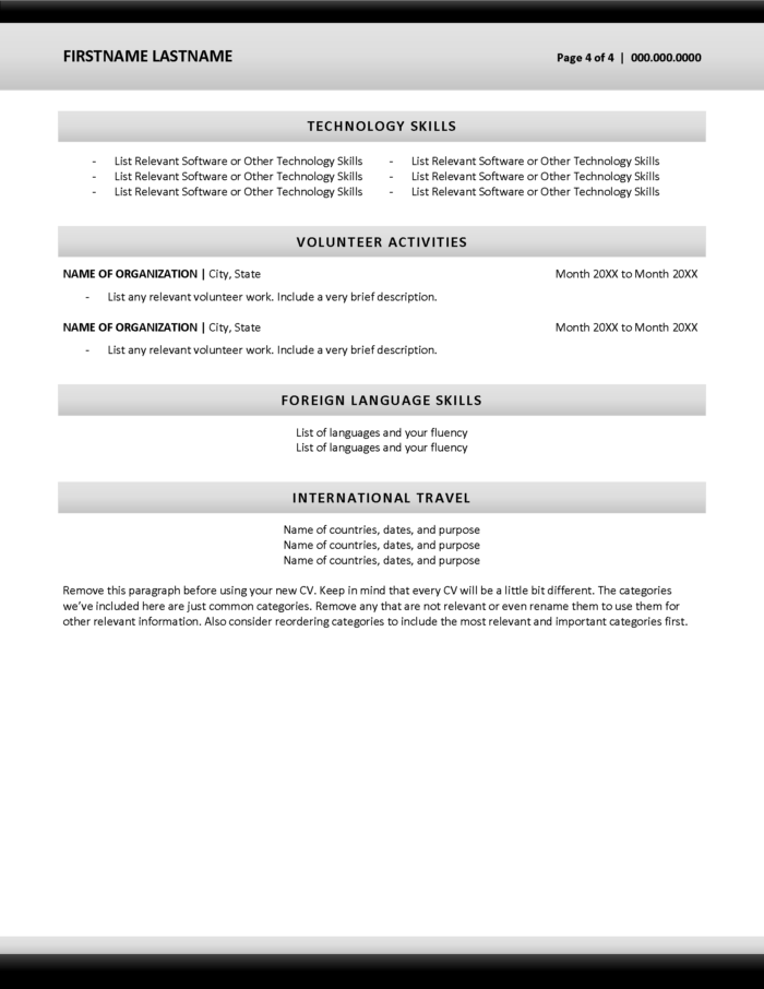 Conservative CV Template Page 4