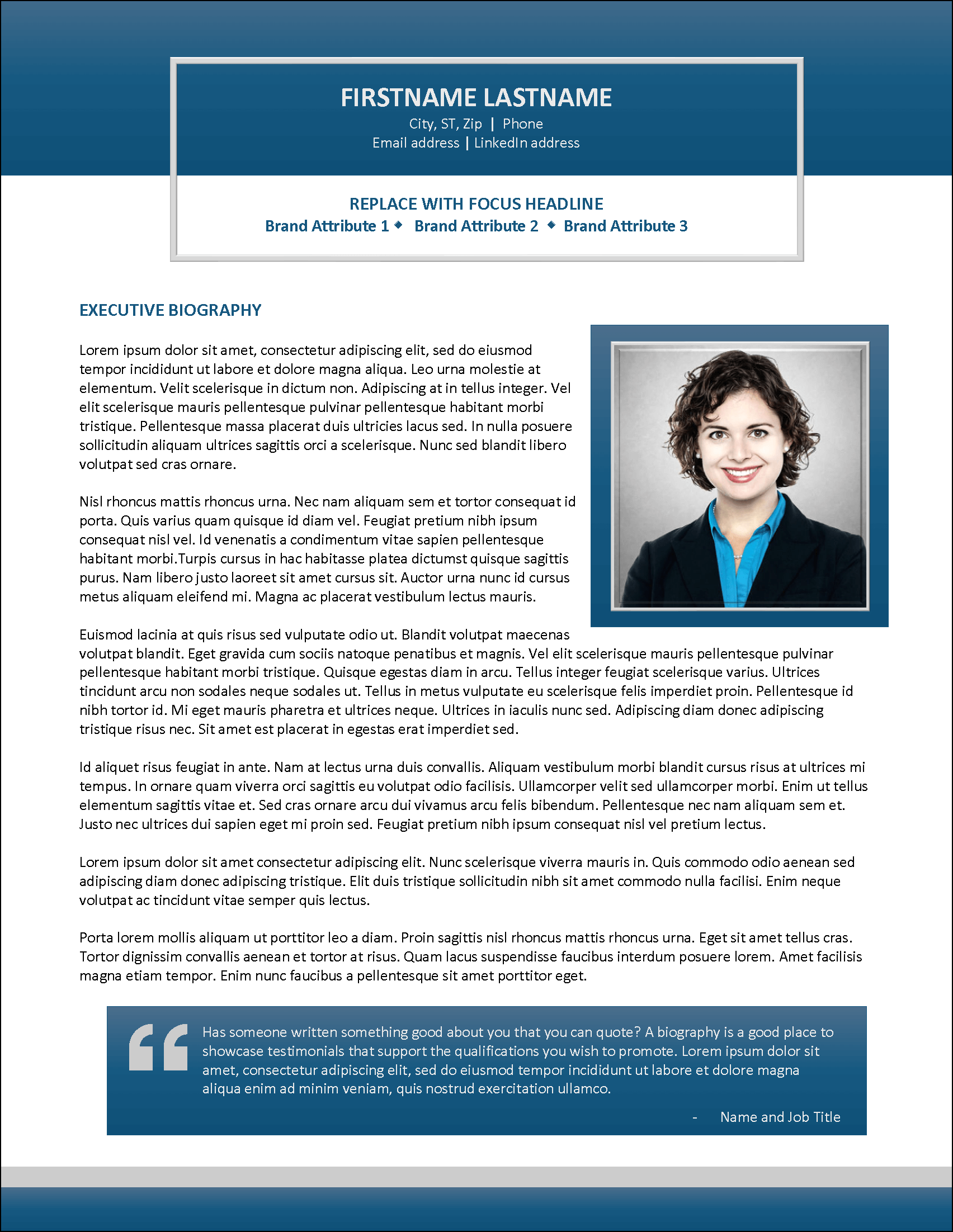 Exceed Sophisticated Executive Biography Template