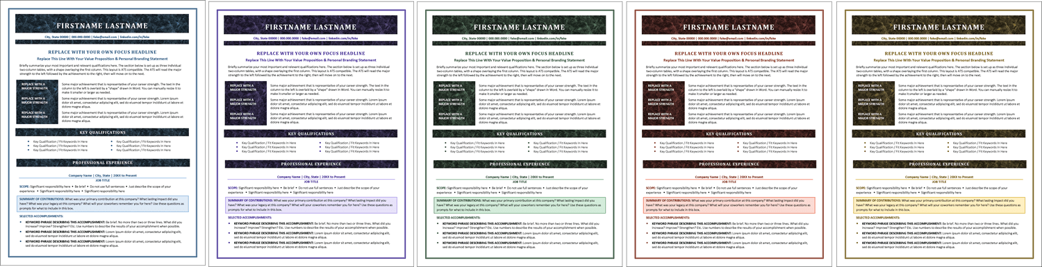 Folio Modern Classic Resume Colors