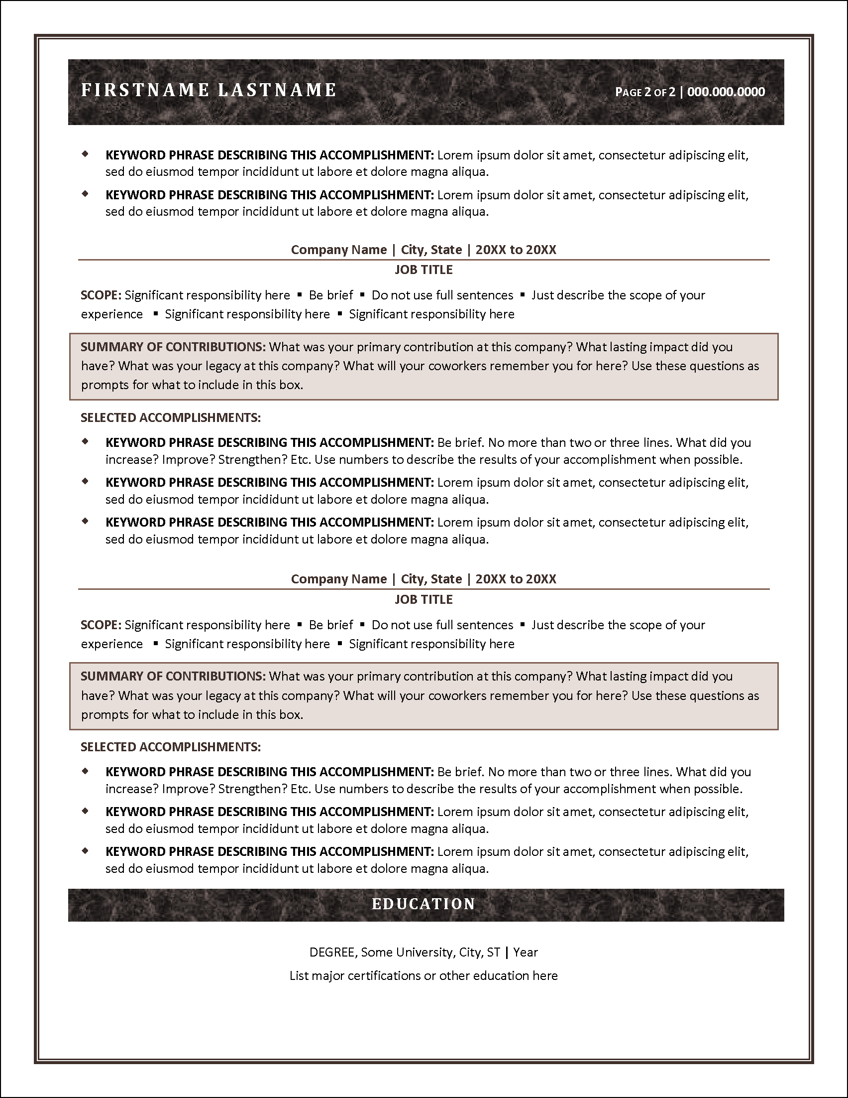 Modern Classic Resume Page 2