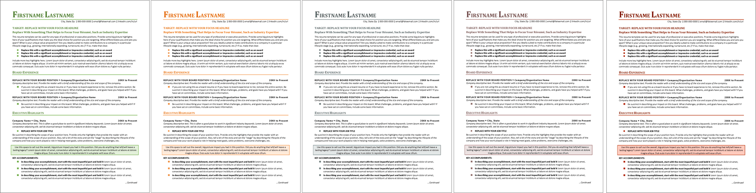 Simple Executive Resume Color Choices