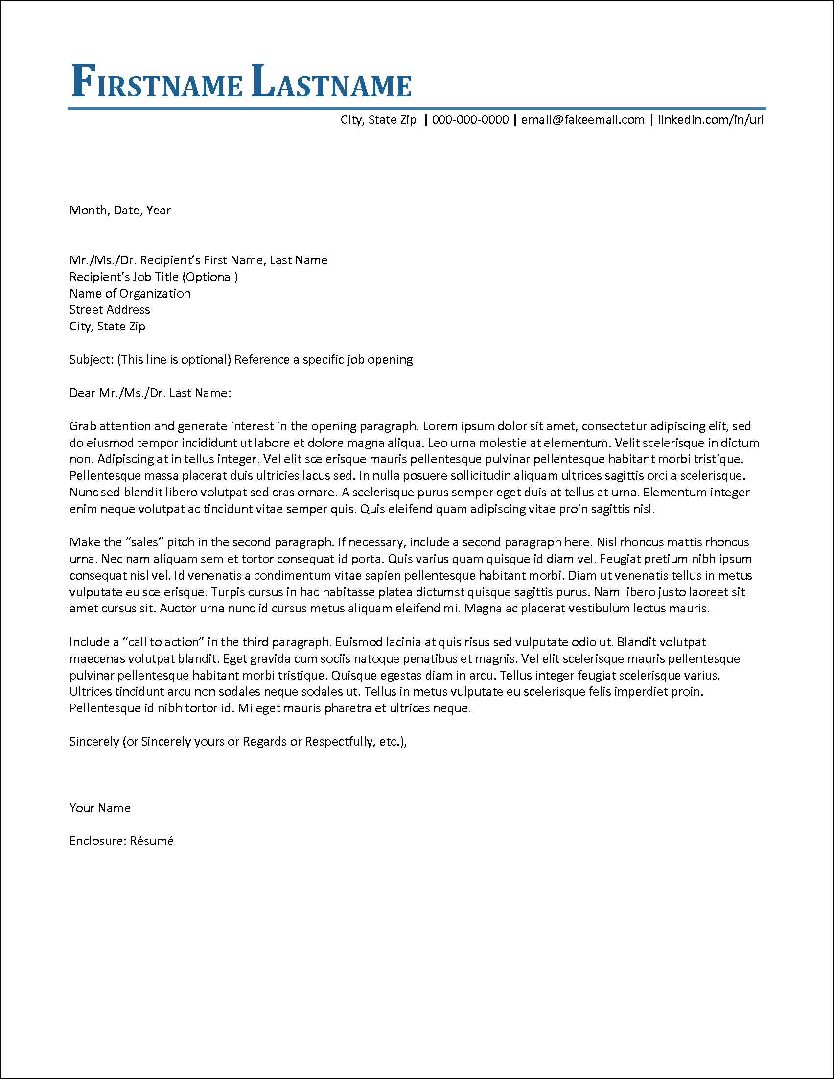 Simplix Executive Cover Letter Template