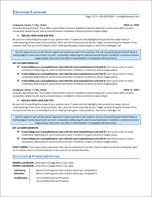 Simple Executive Resume Page 2