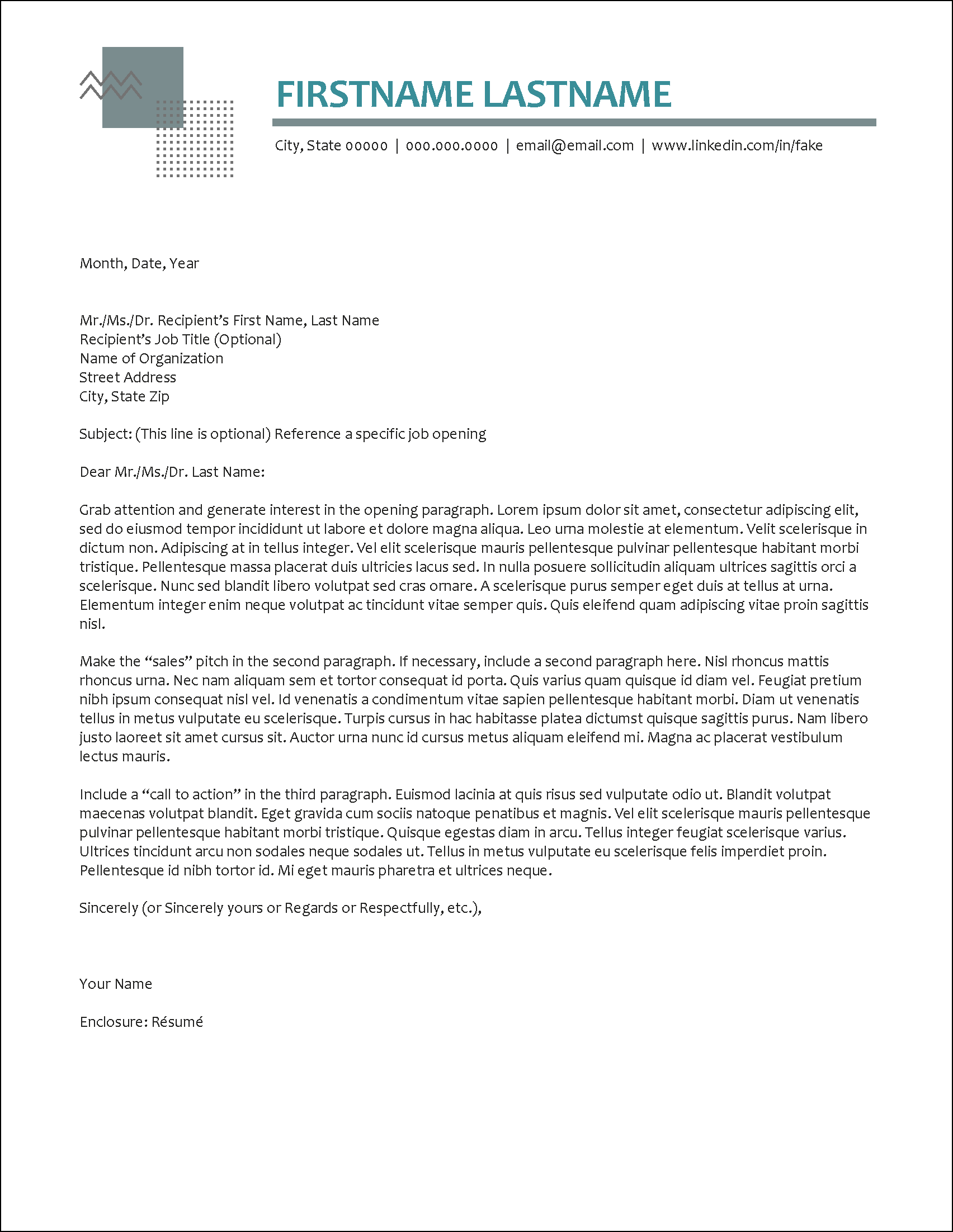 Stylish Cover Letter Template