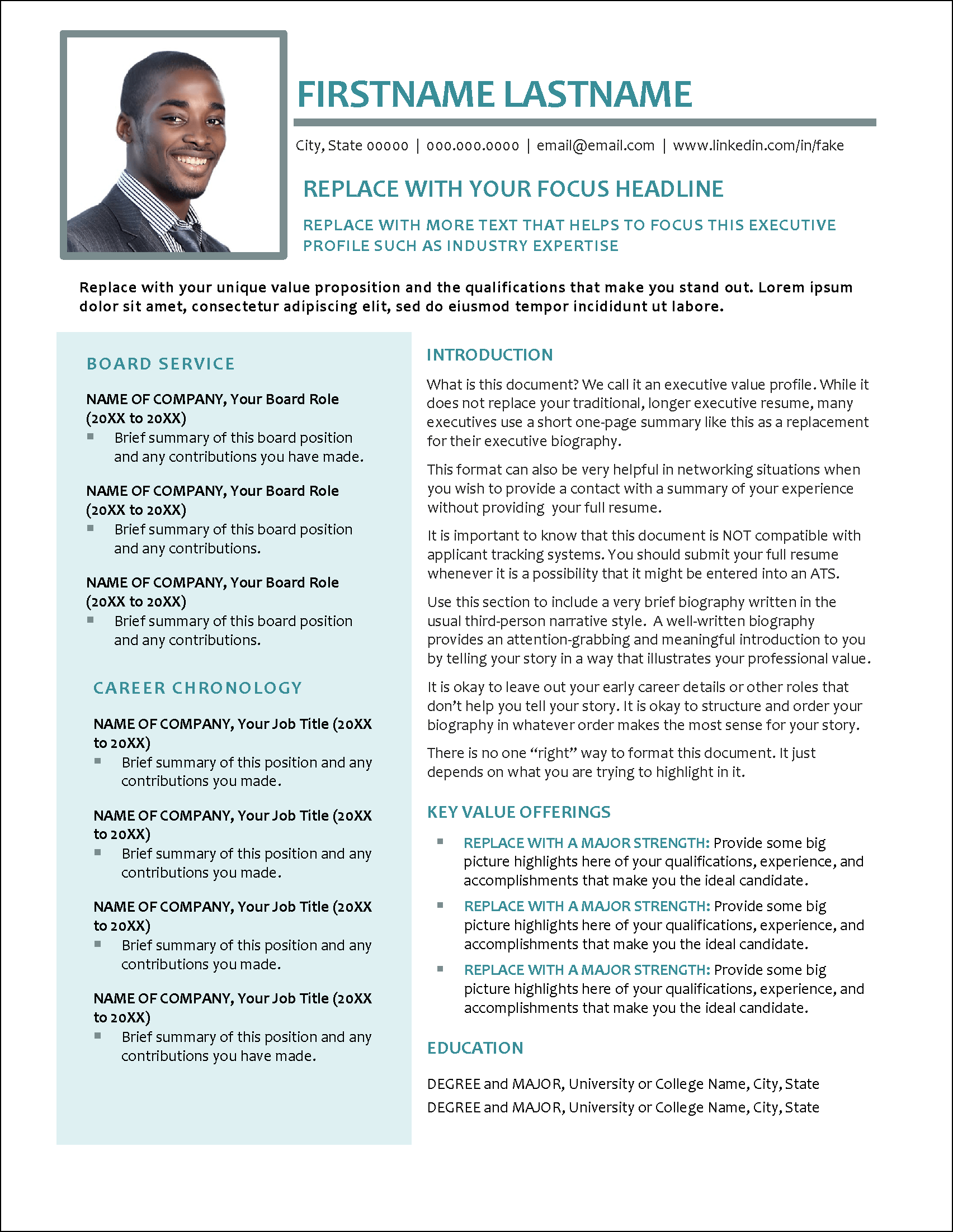 Stylish Executive Profile Template