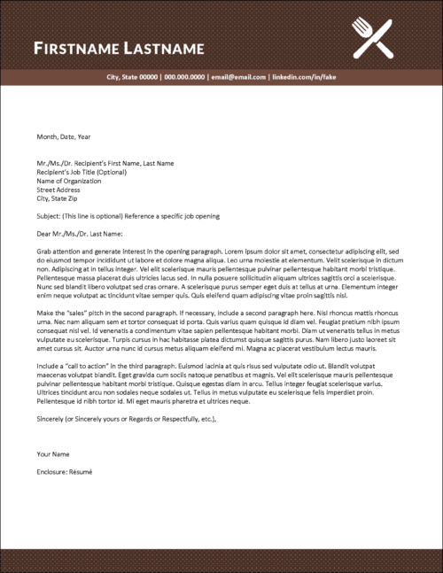 Server Cover Letter Template