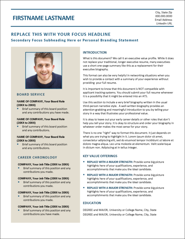 Innovative Resume Template for - Innova Executive Profile 600x776  free innovative resume templates