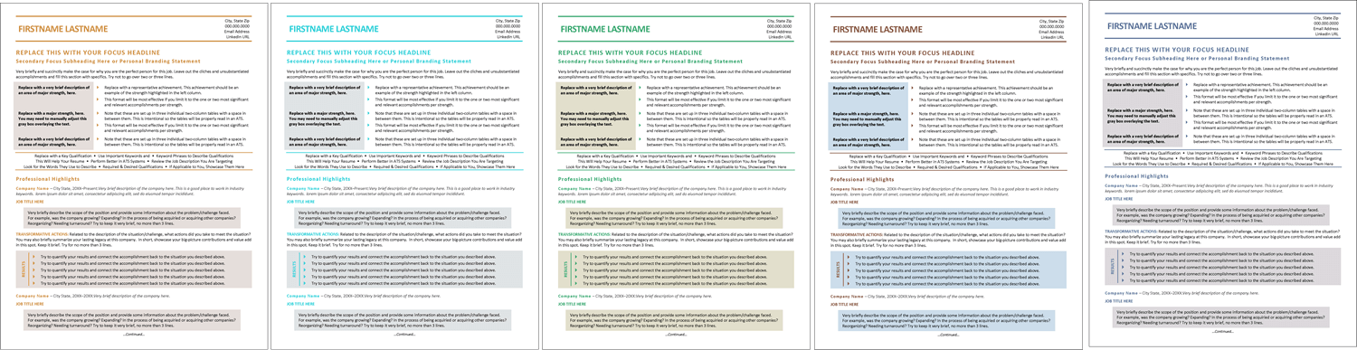 Innovative resume template color choices