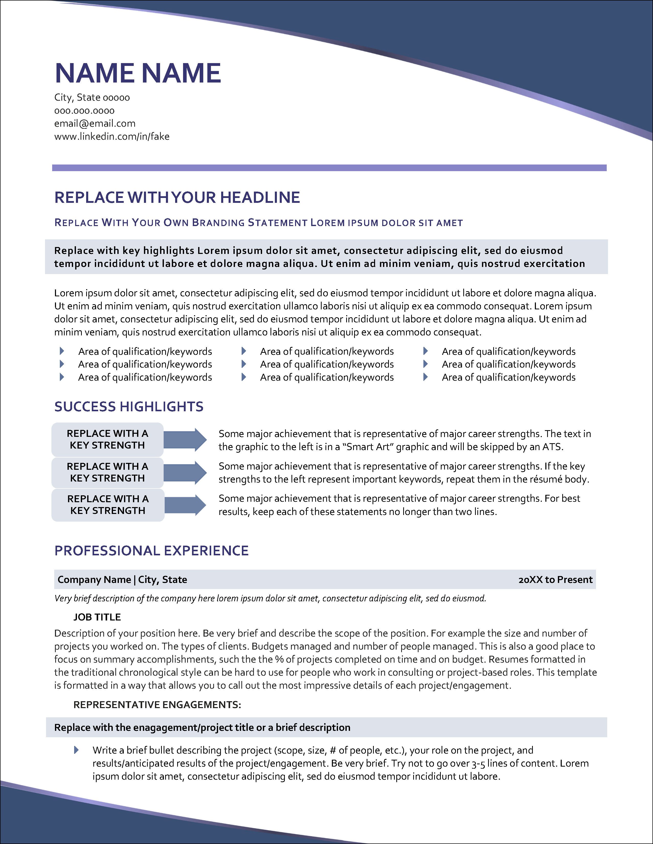 Resume for Project Management Page 1