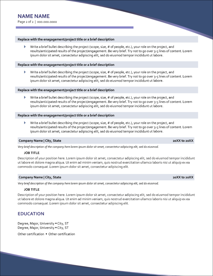 Resume for Project Management Page 2