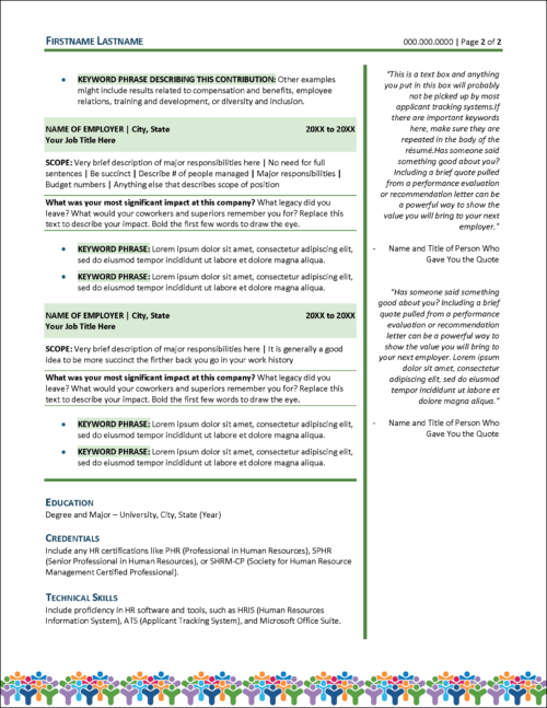 Human Resources Resume Page 2