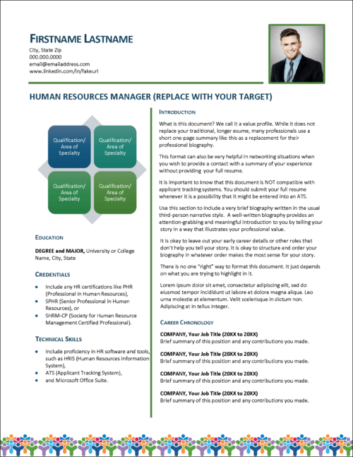 Human Resources Value Profile Template