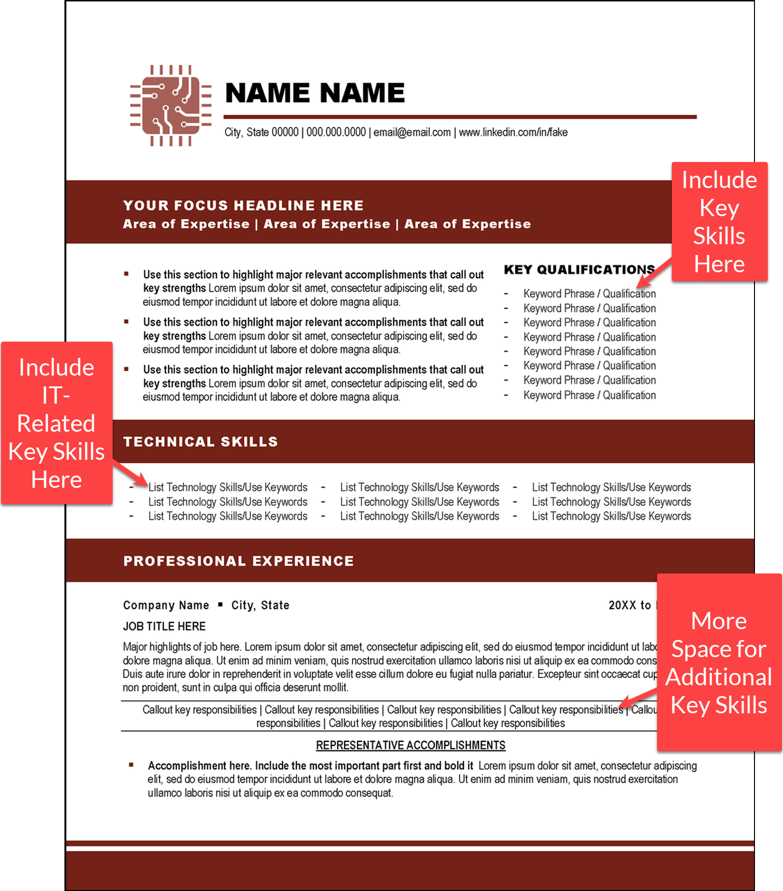 Example Key Skills in Your Resume Template