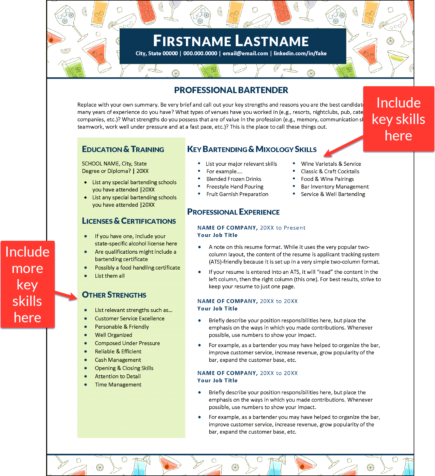 Example Key Skills in Your Resume