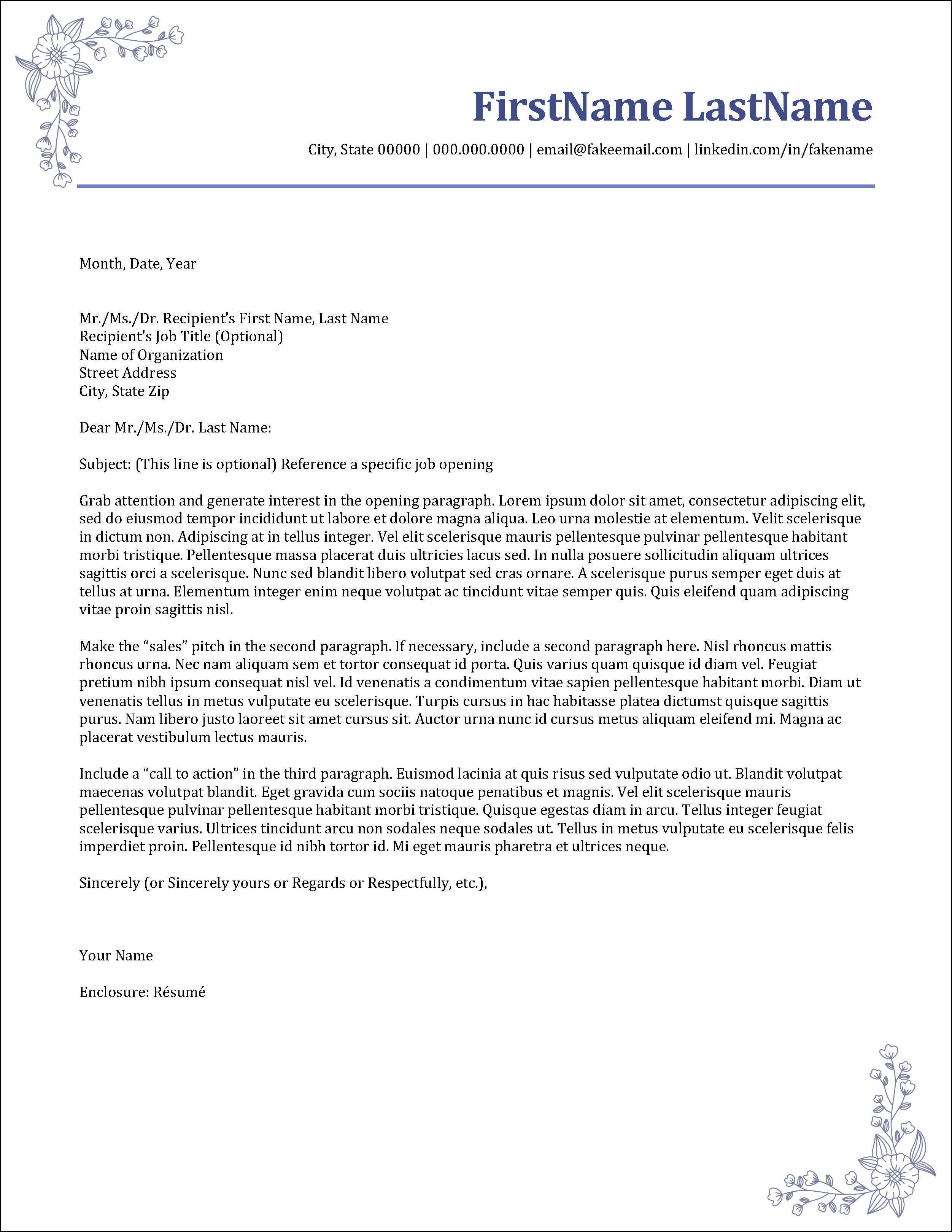 Florilinked Cover Letter