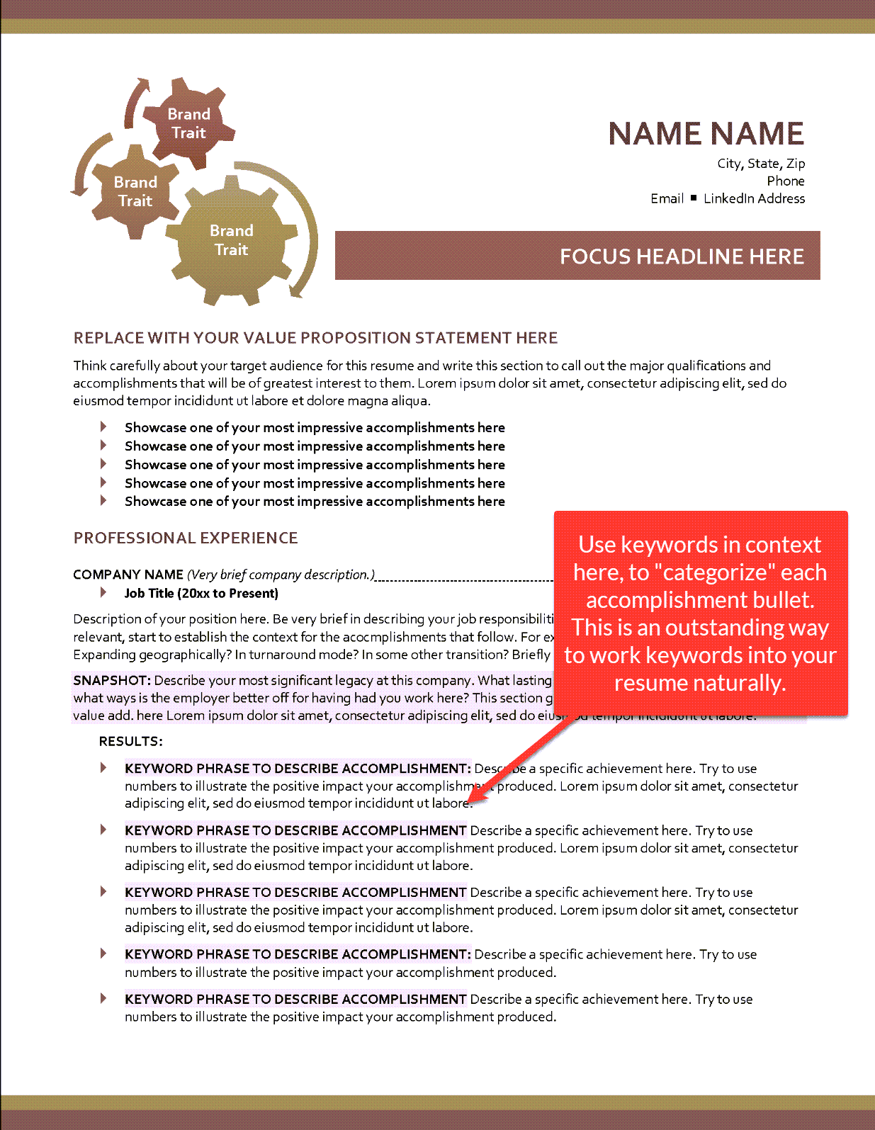 Include Keywords in Your Resume Template Example 2