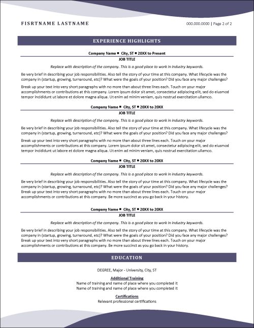 Career Pathways Functional Format Resume Page 2