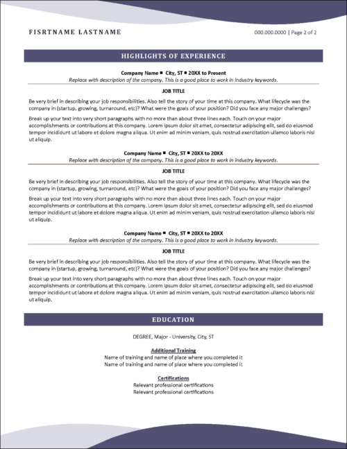 Functional Format Resume Page 2