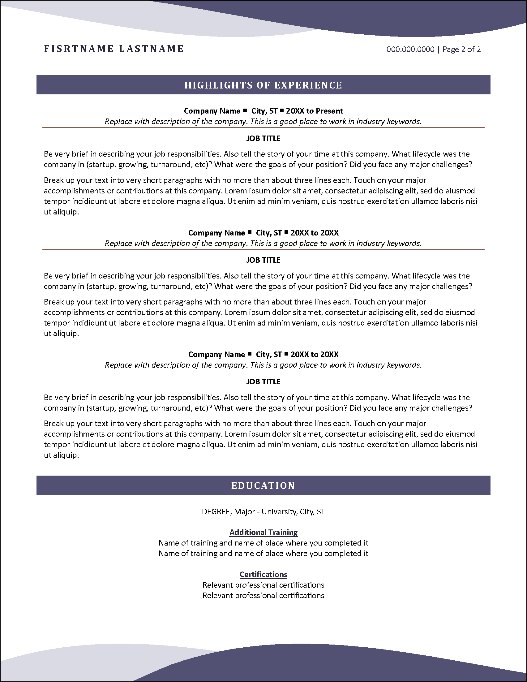 Functional Format Resume Page 2