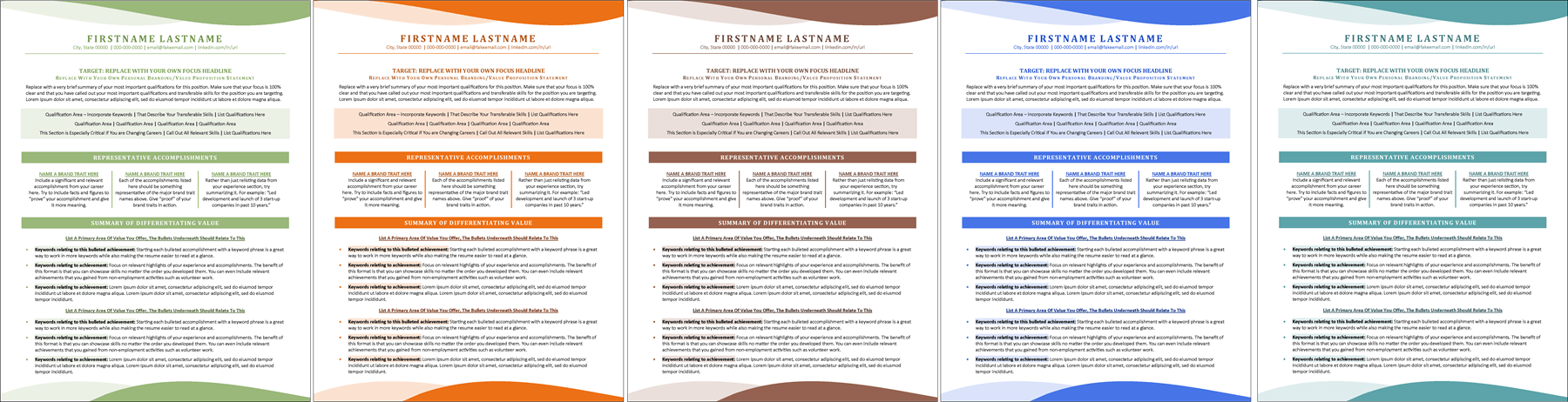 Functional Format Resume Color Options
