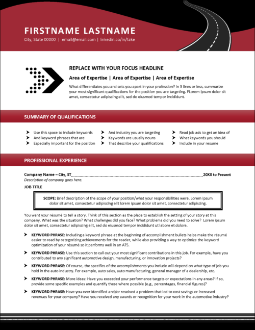 Automotive Industry Resume Page 1