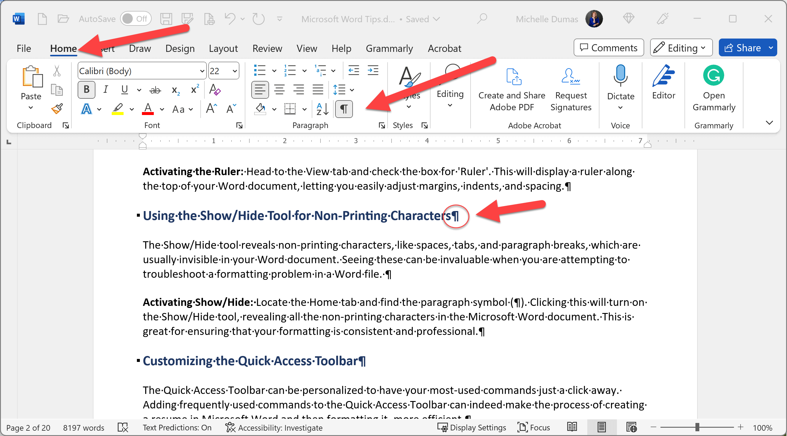 How To Turn on Paragraph Marks in Word