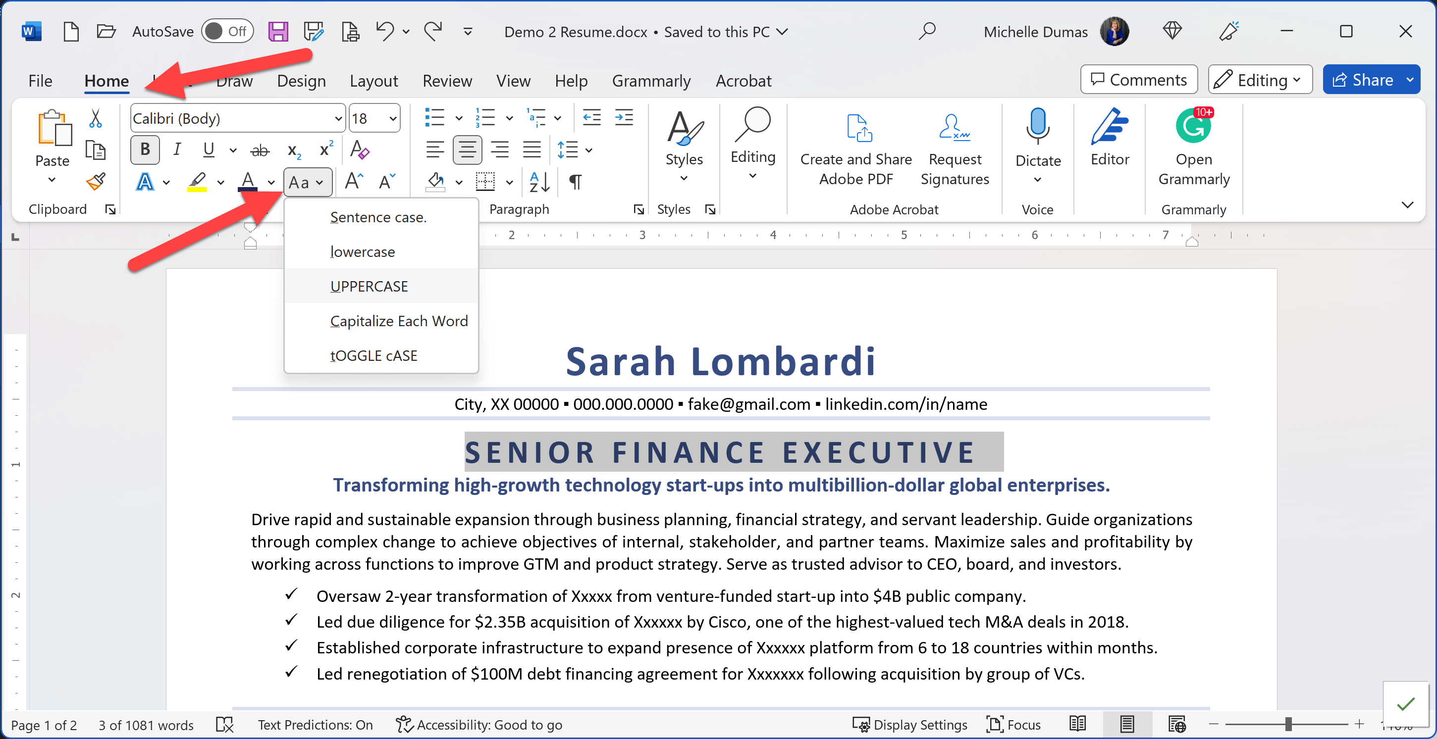 How to Change the Text Case in Word