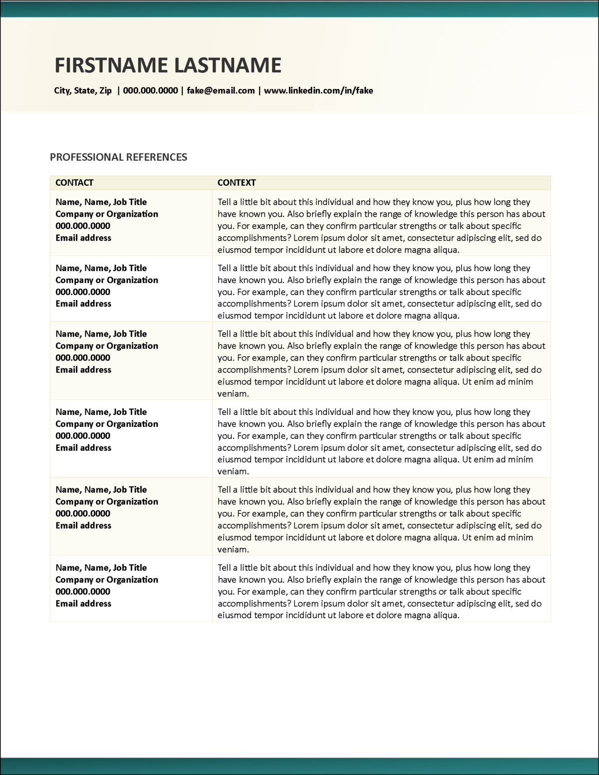 MS Word Resume Template Offering a Hybrid Resume Layout