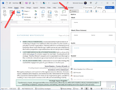 35 Microsoft Word Tips amp Tricks - How To Insert Headers And Footers In Word Resumes 400x313 