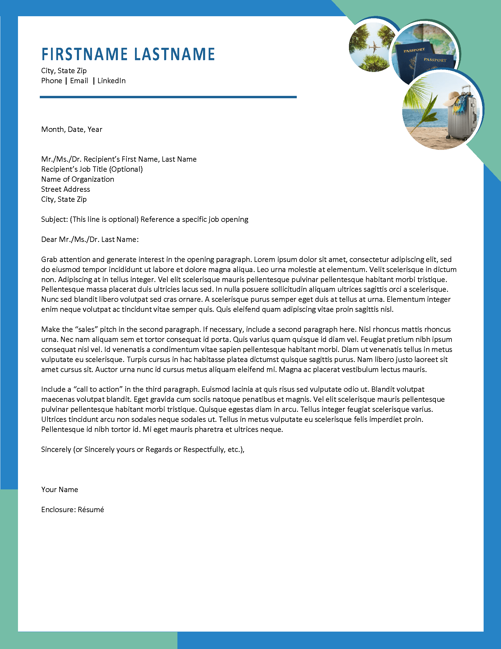 JetSetter Cover Letter Template