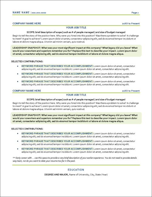 Trendy Resume Template Page 2