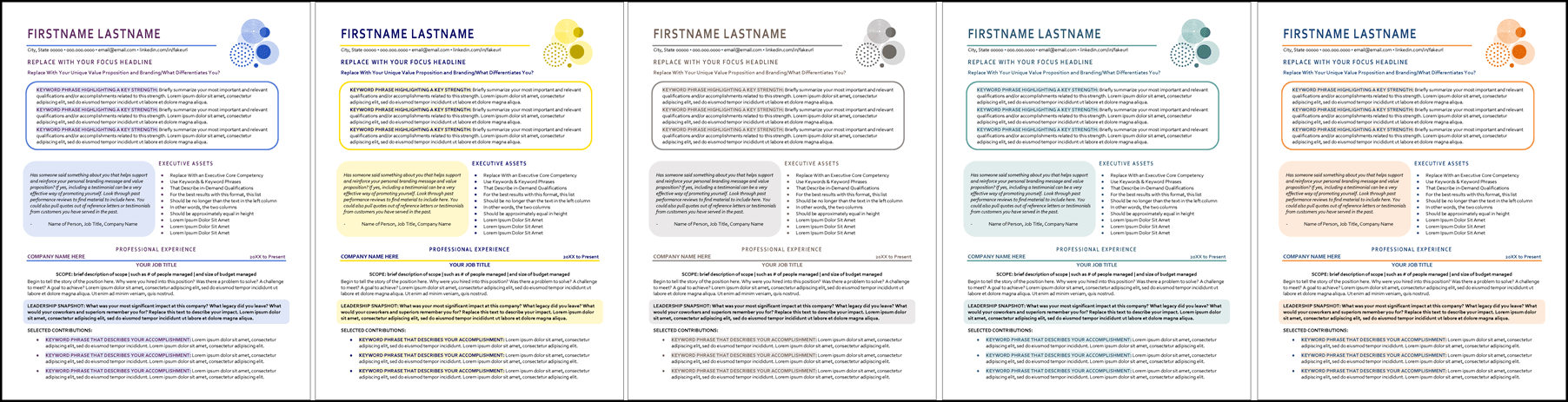 Trendy Resume Template Colors