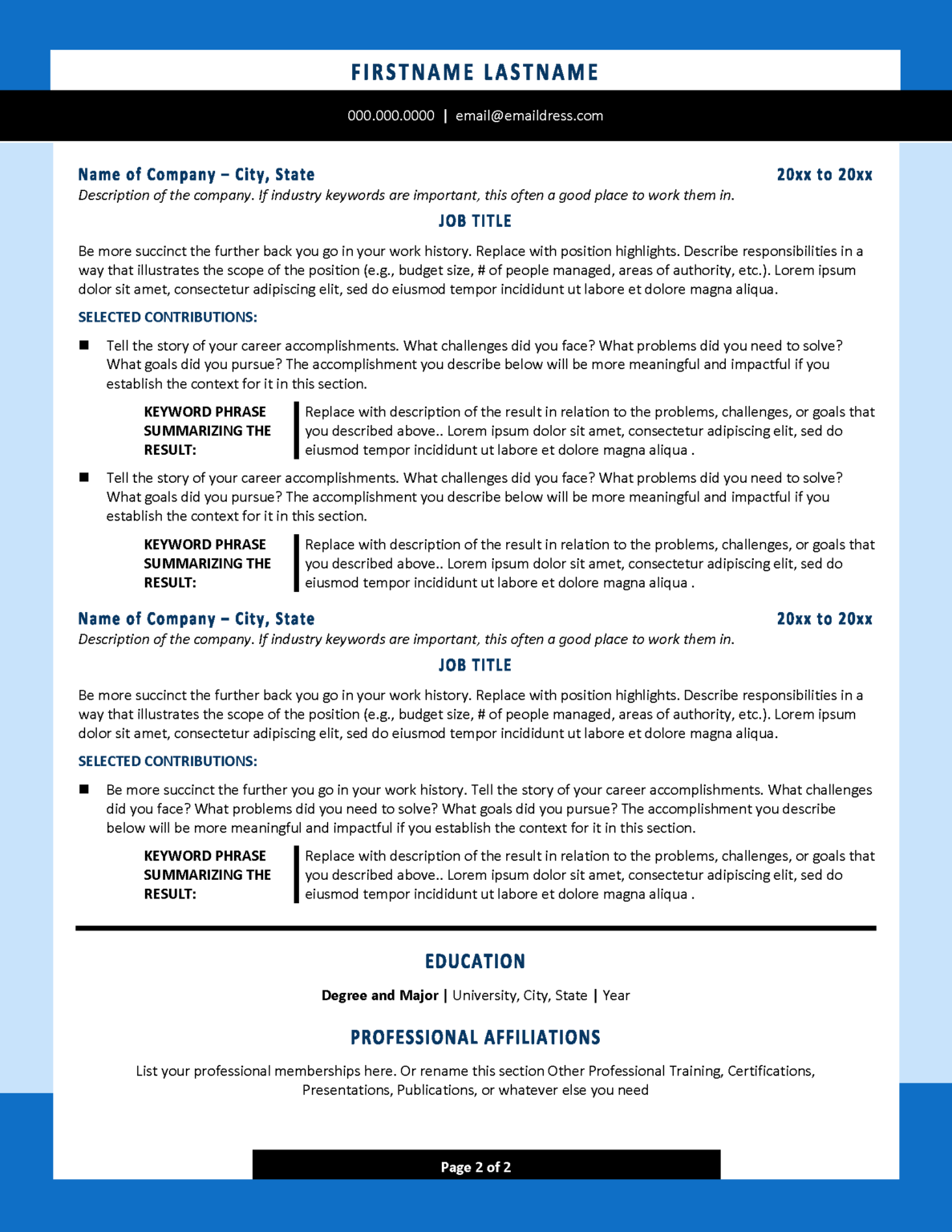 Professional Modern Resume Template | Distinctive Templates