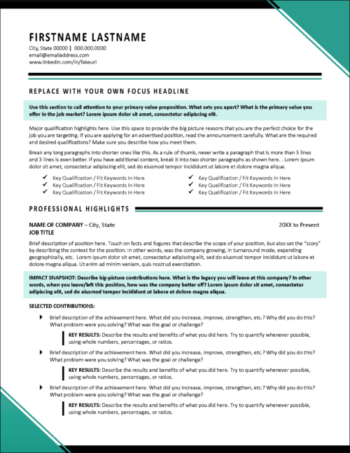 Dynamic Resume Format Page 1