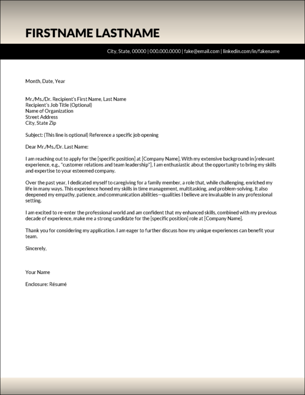 How To Explain Career Gaps on Your - Sample Cover Letter Gap In Career 600x776