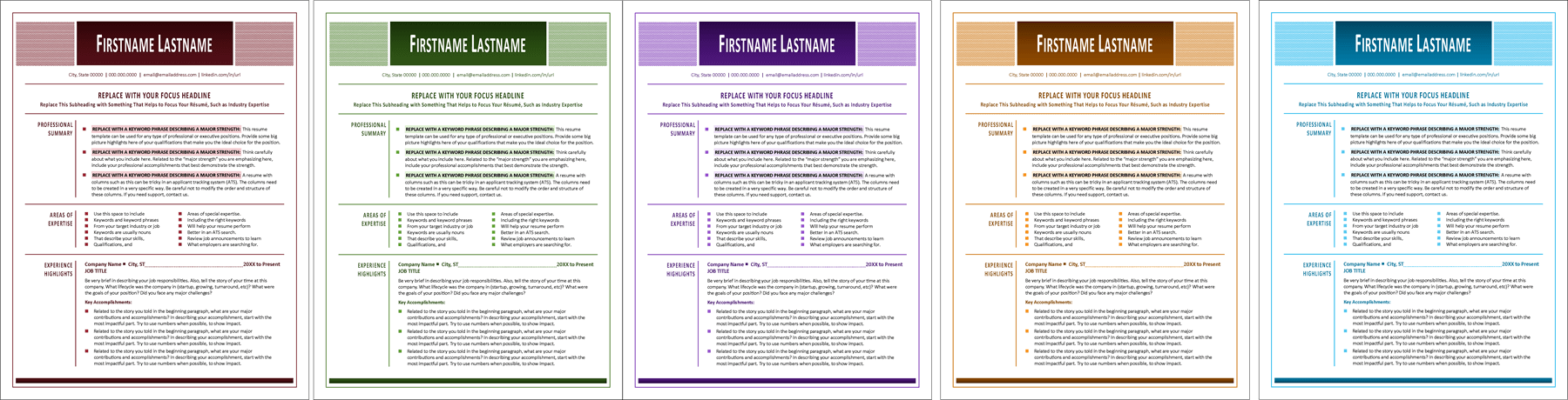 Structured Resume Colors