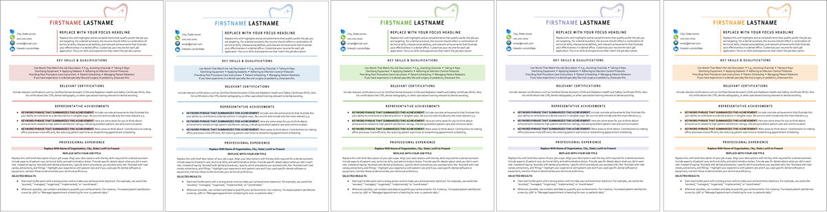 Colors for Dental Assistant Resume