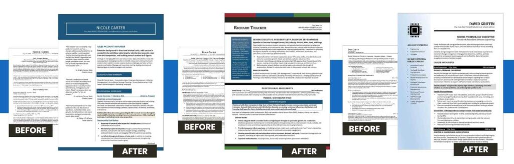 Example Before and After Resume Templates