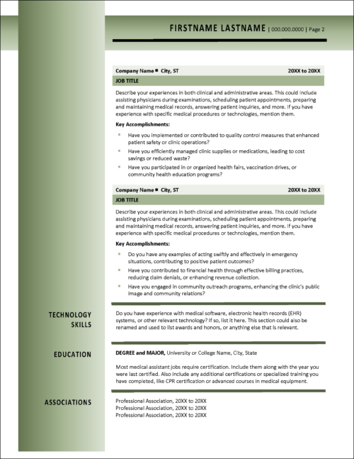 Resume for Medical Assistant Page 2