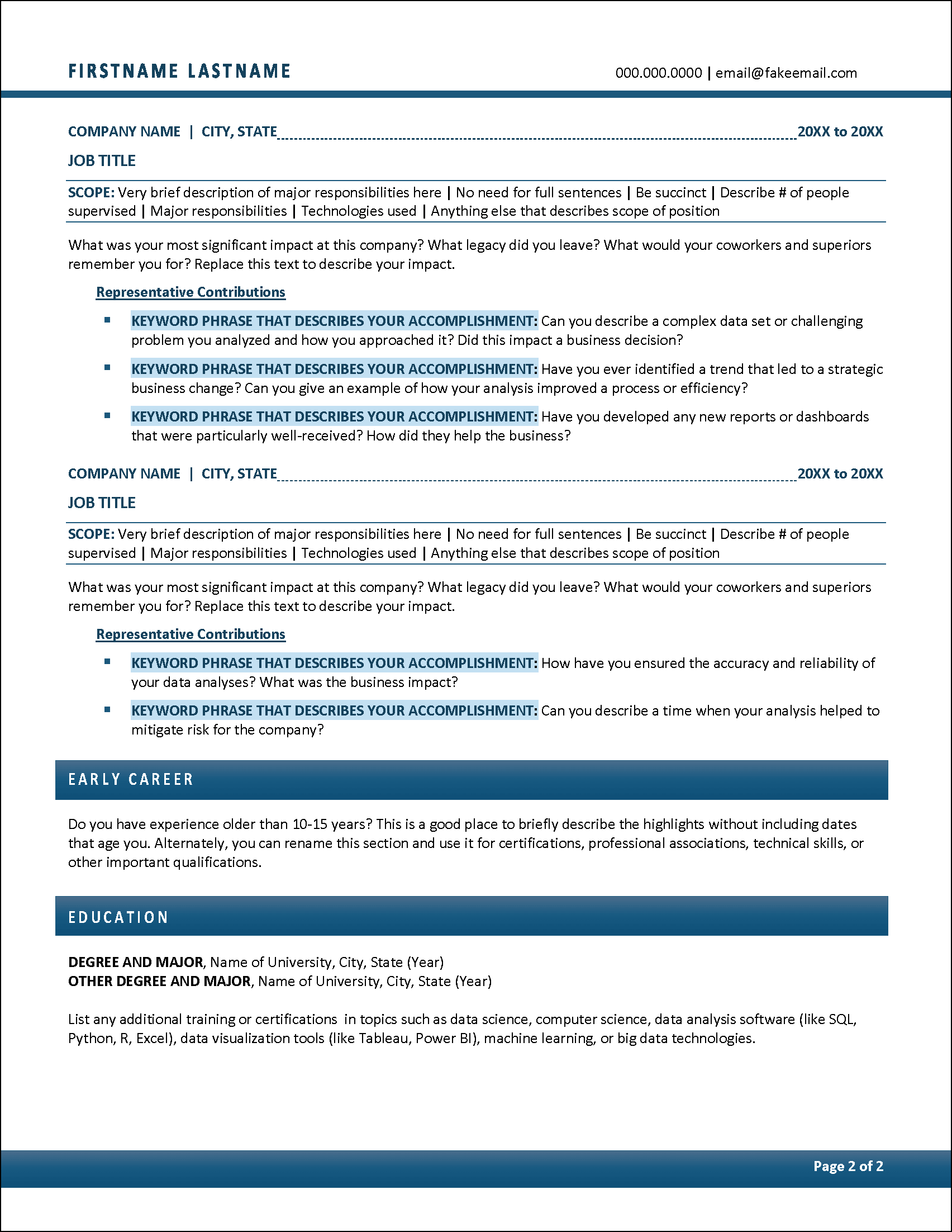 Data Analyst Resume Page 2